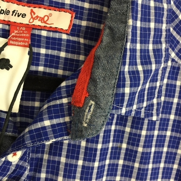 NEW Triple Five Soul Shirt Mens Large Short Sleeve Blue Checker 100% Cotton NWT - Picture 5 of 10